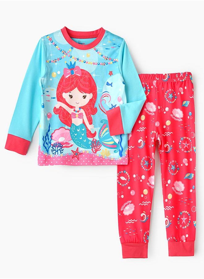 babyqlo Magical Mermaid Glow-in-the-Dark Pajama Set for Girls  - Image 1