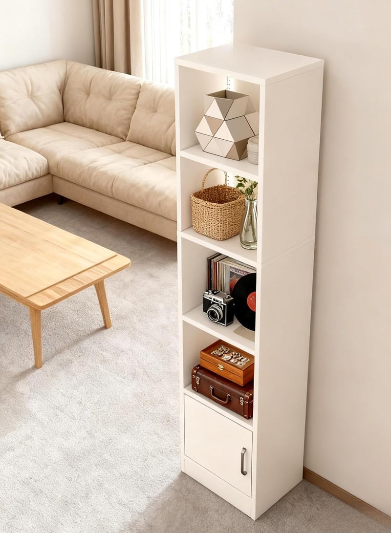 5-Layer Storage Cabinet, Open Display Bookshelf with Single Door Storage Cabinet, Storage Cabinet with Remote Control Light Strip, Suitable for Living Room, Bedroom and Office(40*24*178CM) - Image 3