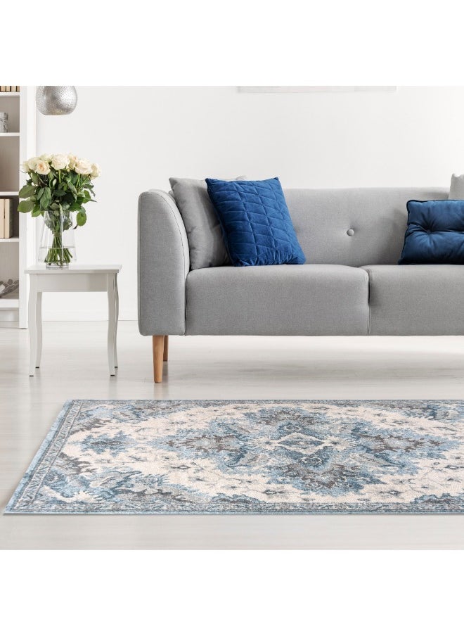 HANDPICKED FURNITURE Handpicked Furniture Vintage Blue Rug, Ultra Soft Area Carpets For Bed Room, Living Room, And Dining Room, Antislip Floor Carpets, Easy To Clean, Made In Turkey, Polypropylene, Rectangle  - Image 2