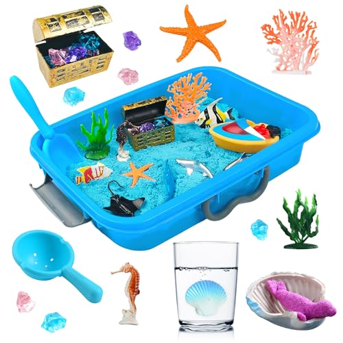 AGENTLAN Ocean Sensory Bin Ocean Sensory Water Toys with Sea Animal for Toddlers Boys and Girls Kids Toys Gift Sand Box for Age 3 4 5 6 7 8 - Image 1