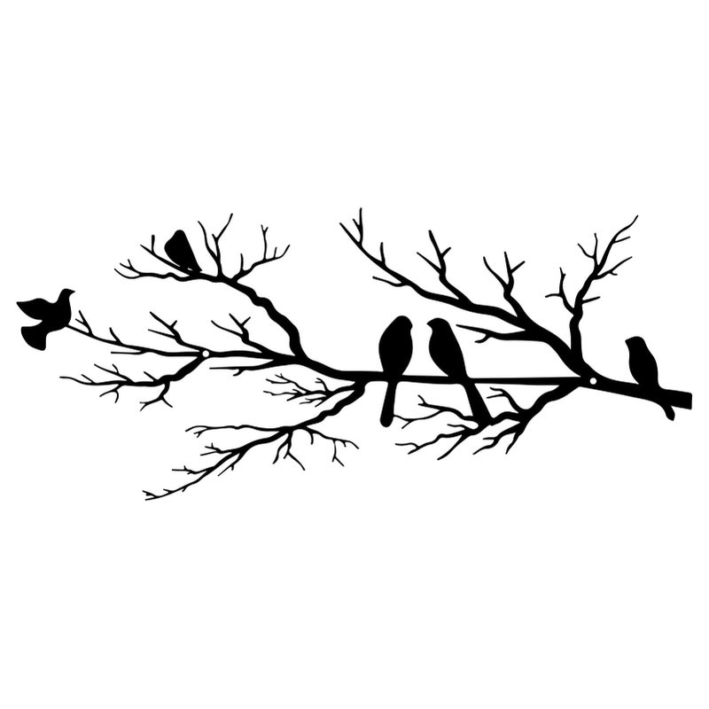 ESTART Metal Birds Wall Art, Metal Vivid Birds on Branch Silhouette Wall Decor Black Leaves with Bird Outdoor Hanging Wall Sculpture for Home Balcony Garden(Large) - Image 1
