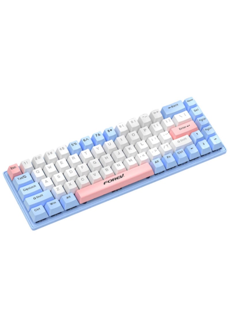 Forev - Mechanical Gaming Keyboard Pro , RGB Cool Light effect , 68 keys layout with USB Cable and type C Port , for computer and laptop. It can be used at home, office, and personal use - multicolor - Image 1