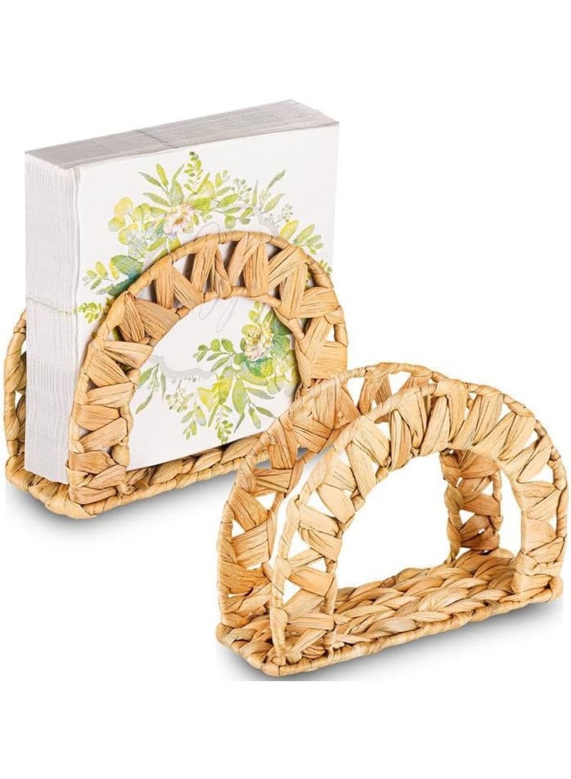 SYOSI Rattan Napkin Holder, Woven Water Hyacinth Upright Napkin Holders for Table, Handmade Boho Vintage Napkin Basket For Kitchen, Dining, Bathroom, Rustic Guest Towel Organizer, 2 Pack - Image 1