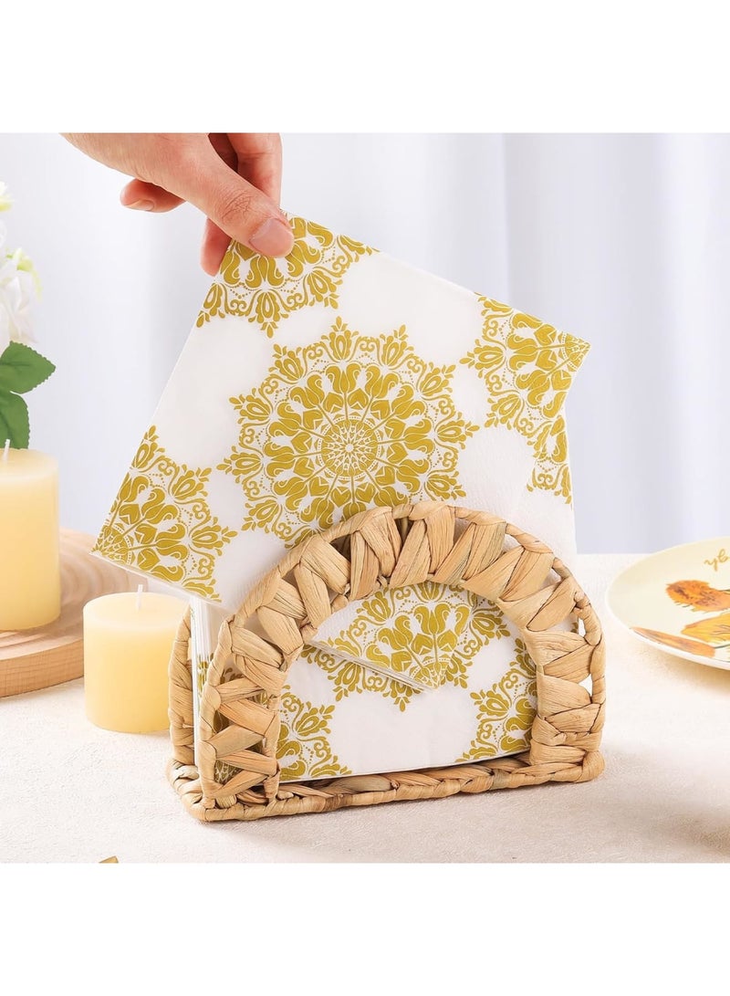 SYOSI Rattan Napkin Holder, Woven Water Hyacinth Upright Napkin Holders for Table, Handmade Boho Vintage Napkin Basket For Kitchen, Dining, Bathroom, Rustic Guest Towel Organizer, 2 Pack - Image 5