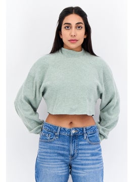 Women High Neck Textured Cropped Sweatshirt, Sage Green - pzsku/ZC08E1A3B3A162DD3FCA6Z/45/_/1737642344/1f0bd24b-6efa-420d-b787-6f2572456679