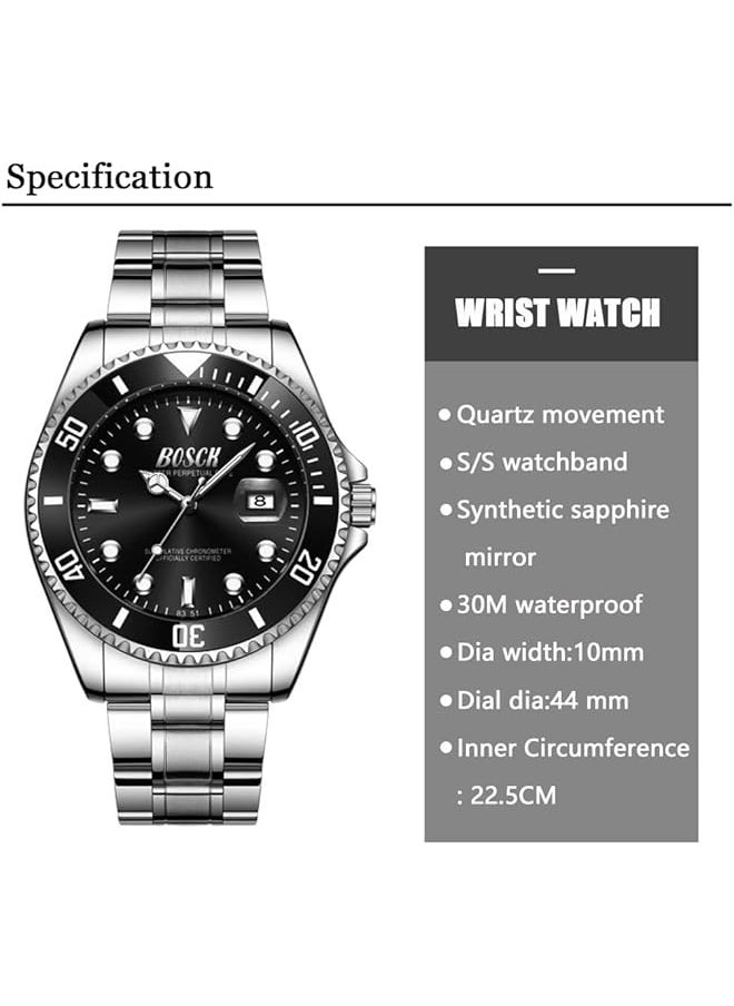 Bosck Watches For Men Analog Mens Watch 44Mm Large Face Easy Read Stainless Steel Business Watch Luminous Classic Luxury 30M Waterproof Mens Wrist Watches  - Image 4
