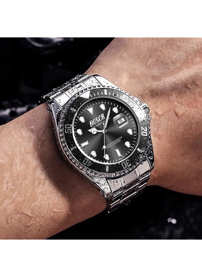 Bosck Watches For Men Analog Mens Watch 44Mm Large Face Easy Read Stainless Steel Business Watch Luminous Classic Luxury 30M Waterproof Mens Wrist Watches  - Image 3