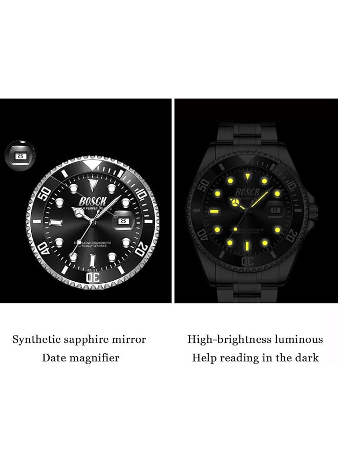 Bosck Watches For Men Analog Mens Watch 44Mm Large Face Easy Read Stainless Steel Business Watch Luminous Classic Luxury 30M Waterproof Mens Wrist Watches  - Image 5