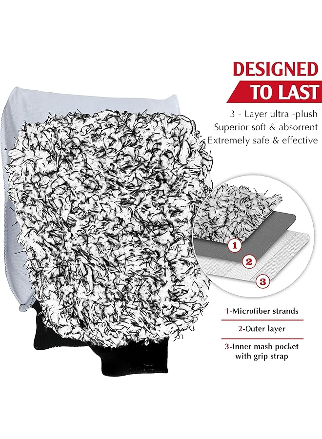 Excefore Microfiber Cleaning Mitt-Car Wash Mitt-2 Pack Premium Cyclone Car Washing Gloves, Scratch-Free Lint-Free Wash Mitts, Holds Tons Of Sudsy Water For Effective Washing, Machine Washable (Black & White) - Image 4