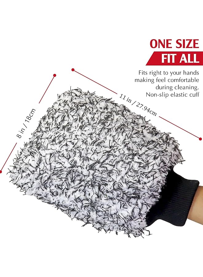 Excefore Microfiber Cleaning Mitt-Car Wash Mitt-2 Pack Premium Cyclone Car Washing Gloves, Scratch-Free Lint-Free Wash Mitts, Holds Tons Of Sudsy Water For Effective Washing, Machine Washable (Black & White) - Image 3