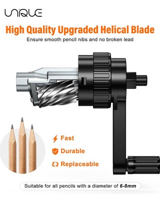 Pencil Sharpener Black, Manual Pencil Sharpener - for Kids, School, Classroom, Home, Artists, Ideal for No.2/Colored/Art Pencils - view 3