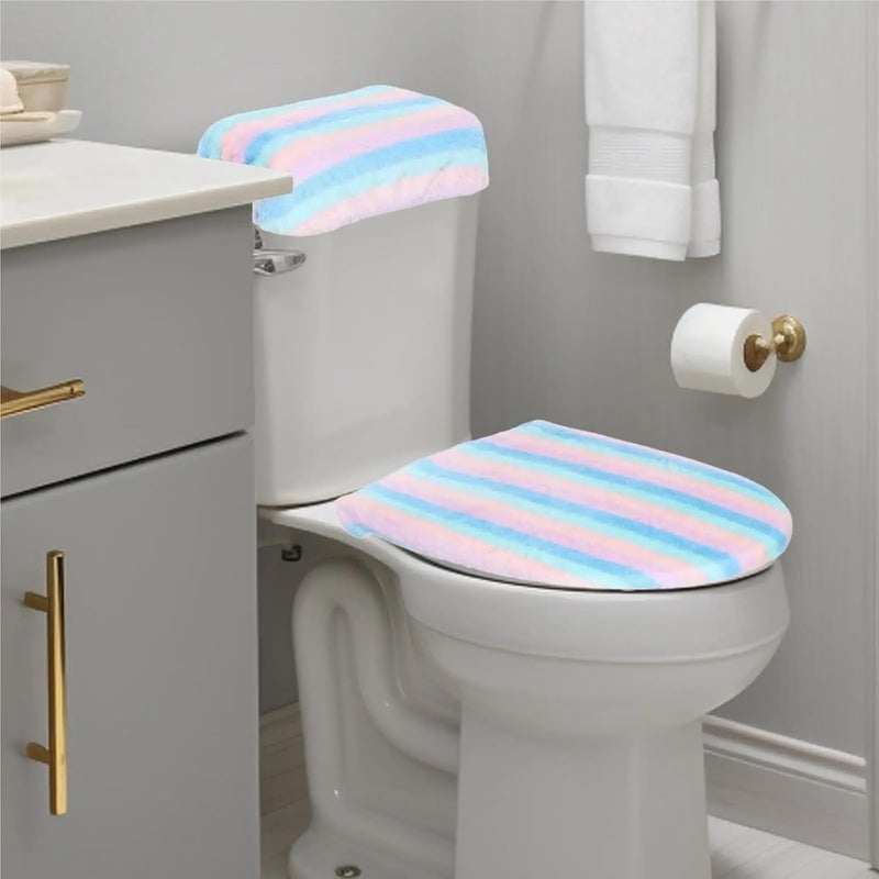 4pcs-2sets Toilet Seat Cover Set Pad Reusable Soft Mat Lid for Restaurant Dorm Hotel(Rainbow) - Image 2
