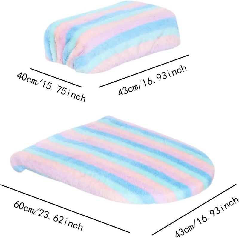 4pcs-2sets Toilet Seat Cover Set Pad Reusable Soft Mat Lid for Restaurant Dorm Hotel(Rainbow) - Image 5