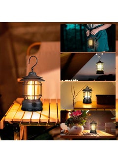 Deoxys Deoxys Camping Lantern Rechargeable Retro Metal Camping Light Hanging Dimmable COB Brightness Tent Light for Camping Emergency Fishing Hiking etc  - Image 3