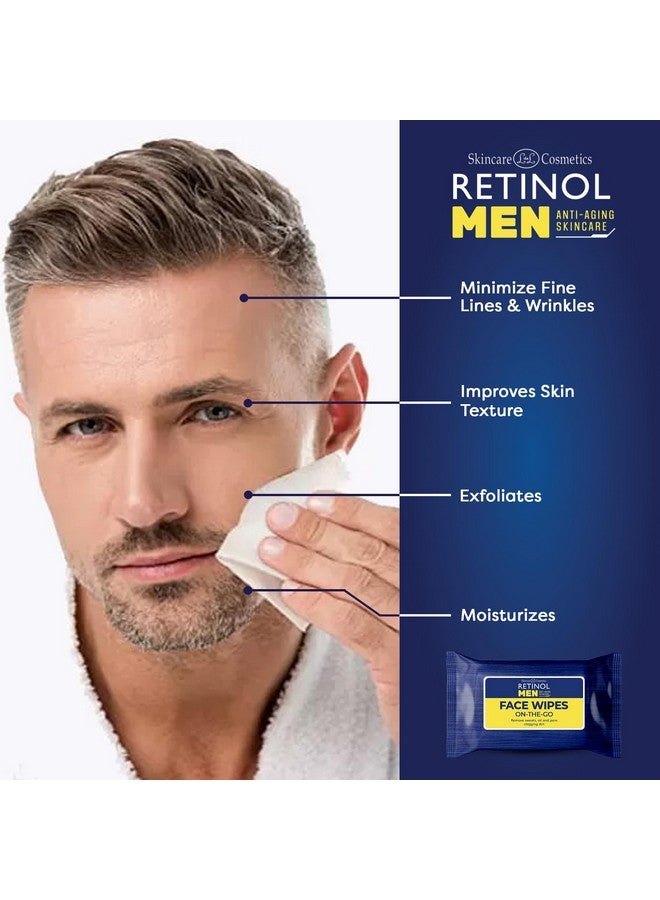 ريتينول مناديل ريتينول للرجال مغلفة بشكل فردي، ضرورية للسفر للعمل والصالة الرياضية وأثناء التنقل - مناديل مبللة كبيرة للوجه والجسم، منعشة ونظيفة، مع ماء ميسيلار وفيتامين ACE - 30 منديلًا فرديًا للوجه - Image 3