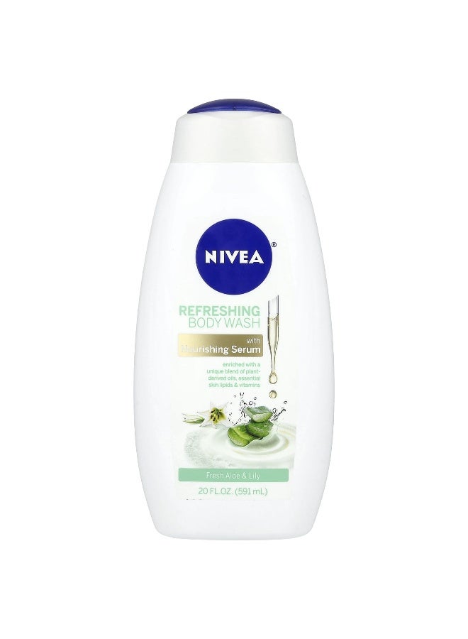 Nivea, Refreshing Body Wash, Fresh Aloe & Lily,  20 fl oz (591 ml) - Image 1