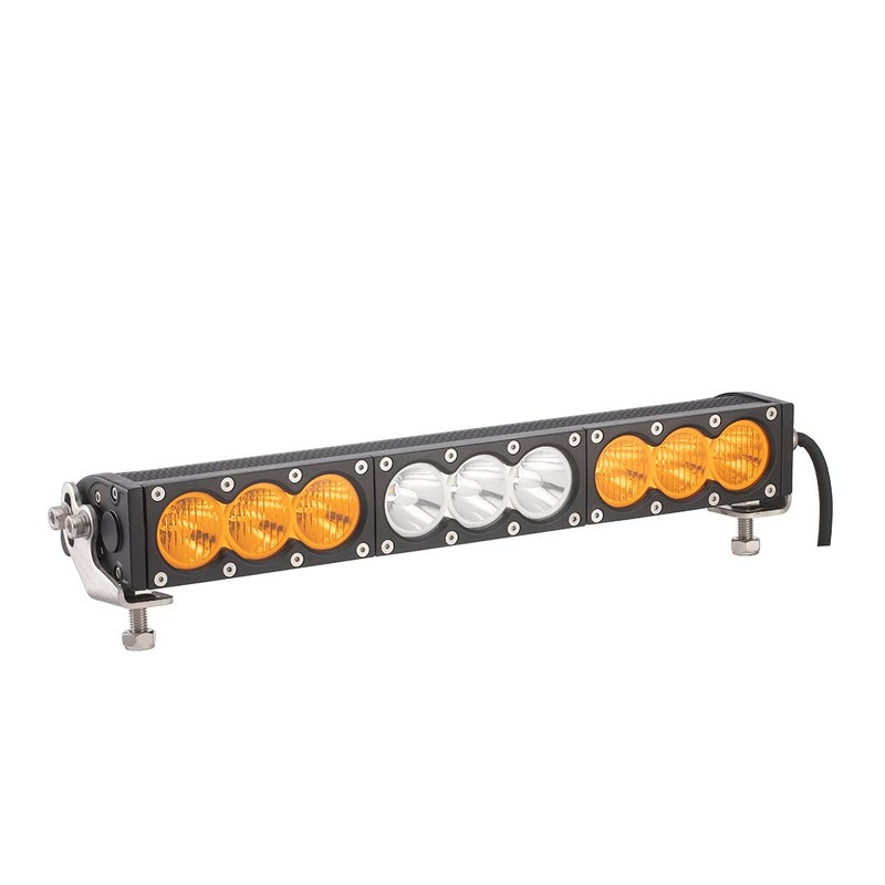 شريط إضاءة LED فائق السطوع للطرق الوعرة 166 صف واحد أمبر أبيض نطاق طويل بقعة واسعة مدمجة لسيارات البيك أب مقاومة للتآكل والاهتزاز هيكل من الألمنيوم المصبوب 1 حزمة