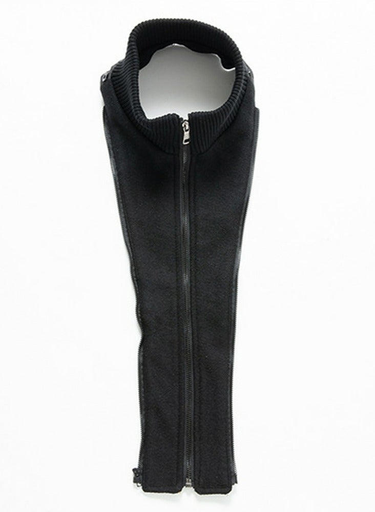 Loquat Men's Double Collar Wool Blend Coat Winter Trench Coat With Detachable Soft Scarf Jacket Black - Image 5