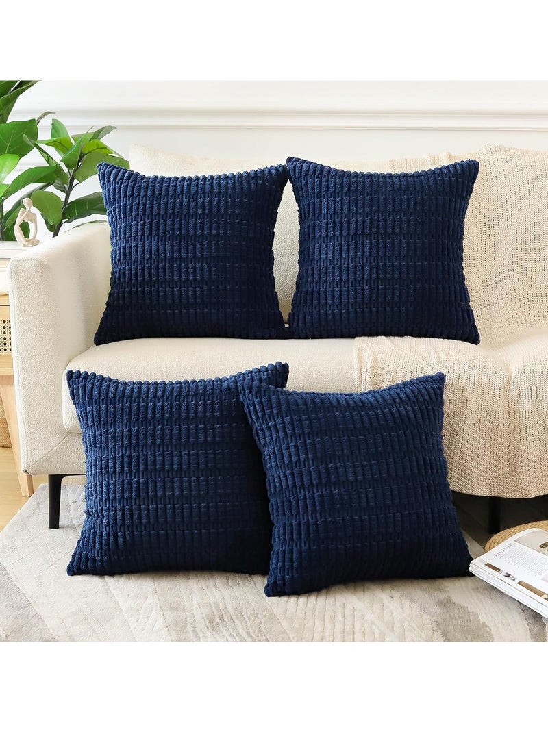 Vparty Pack of 2 Decorative Throw Pillow Covers 18x18 Inch for Living Room Couch Bed Sofa, Rustic Farmhouse Boho Home Decor, Soft Plush Striped Corduroy Square Cushion Case - Image 4