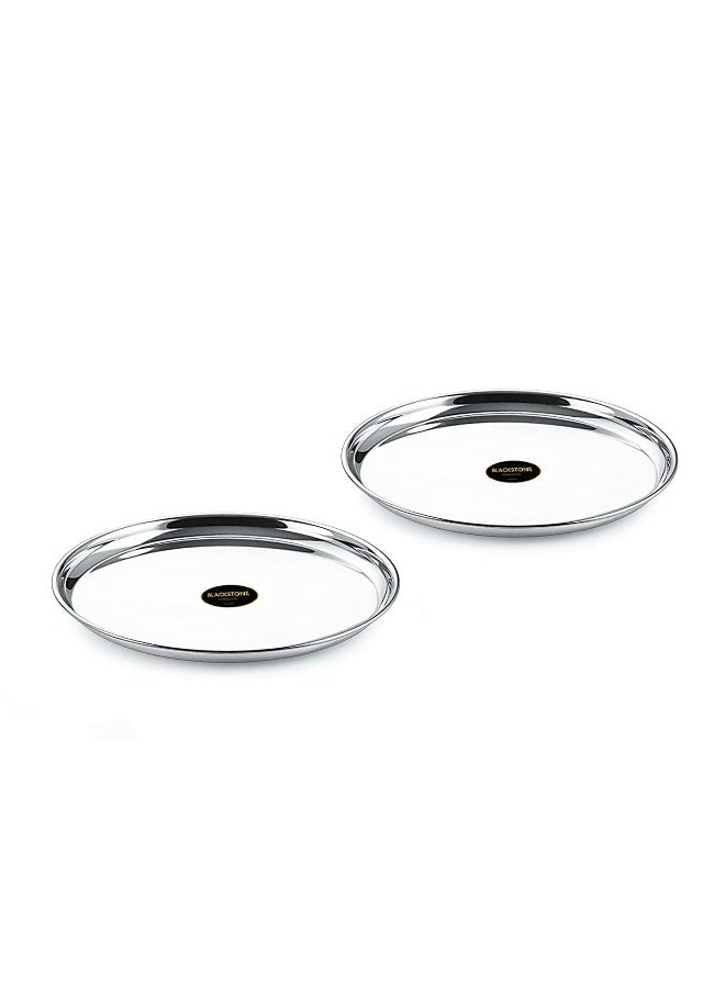 BLACKSTONE Stainless Steel Buffet Plates Rice Plates Set of 2 Pcs 25cm - Image 2