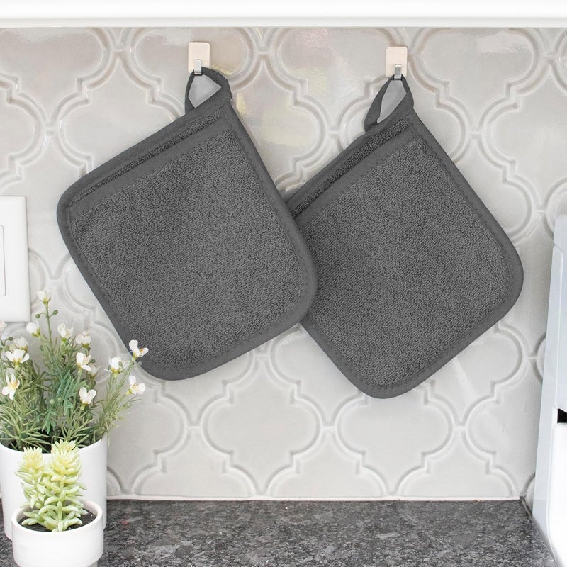 Ritz Terry Pocket Mitt & Hot Pad: Unparalleled Heat Resistant, Durable 100% Cotton – Ergonomically Designed for Optimal Grip – Easy-Care Machine Washable – 2-Pack, Graphite - Image 5