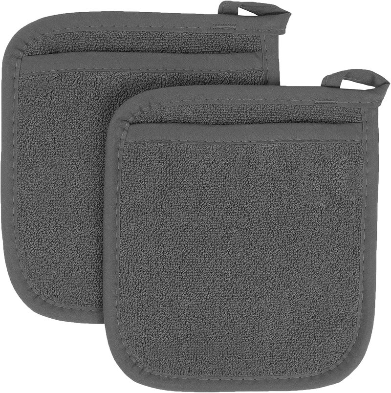 Ritz Terry Pocket Mitt & Hot Pad: Unparalleled Heat Resistant, Durable 100% Cotton – Ergonomically Designed for Optimal Grip – Easy-Care Machine Washable – 2-Pack, Graphite - Image 1
