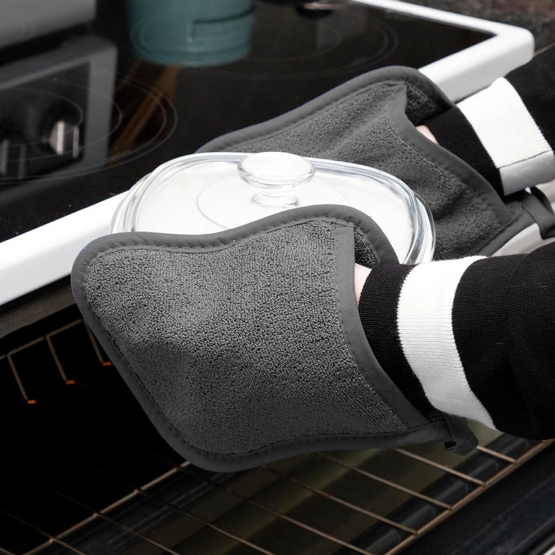 Ritz Terry Pocket Mitt & Hot Pad: Unparalleled Heat Resistant, Durable 100% Cotton – Ergonomically Designed for Optimal Grip – Easy-Care Machine Washable – 2-Pack, Graphite - Image 4