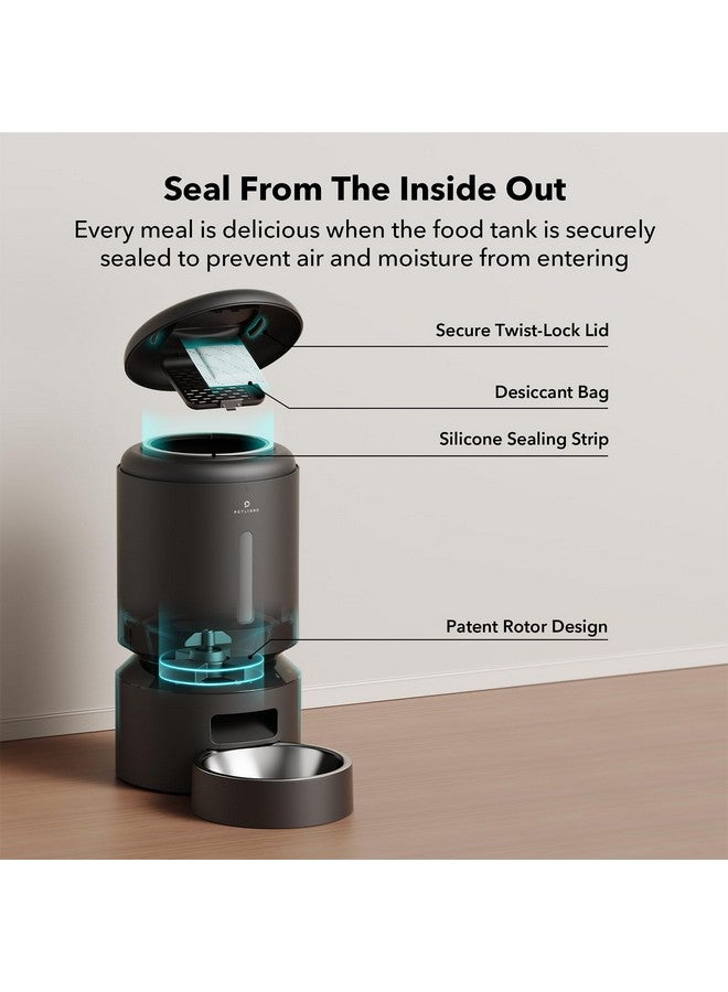 PETLIBRO PETLIBRO Automatic Cat Feeder, 5G WiFi Automatic Dog Feeder with Freshness Preservation, 5L Timed Cat Feeder with Low Food Sensor, Up to 10 Meals Per Day, Granary Pet Feeder for Cats, Black  - Image 4