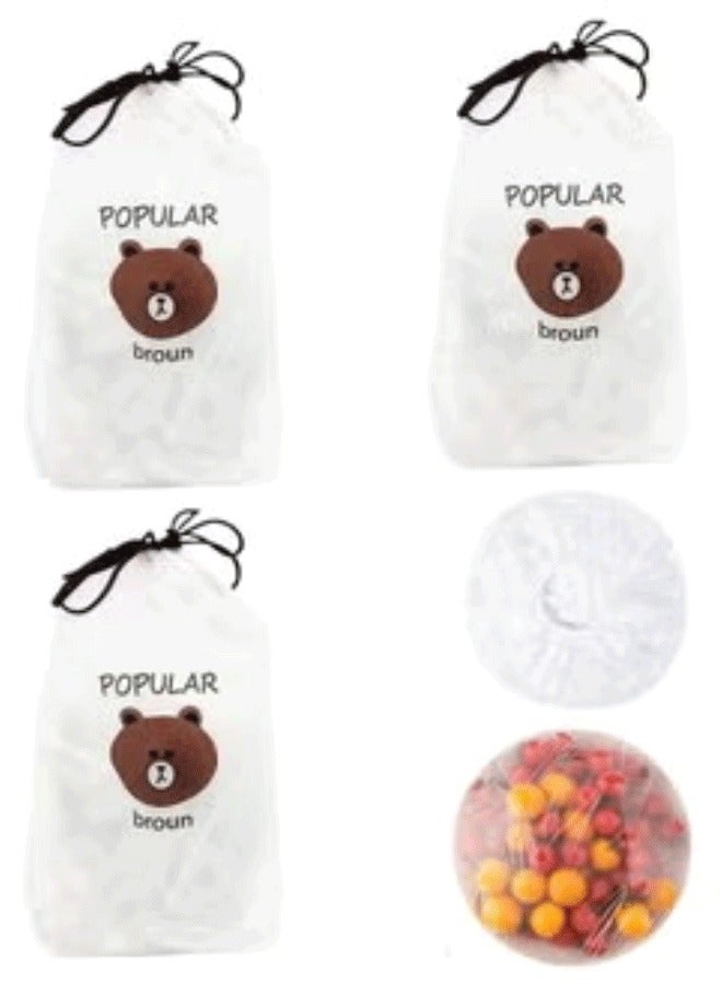 300pcs Fresh Keeping Food Bags, Reusable Flexible Plastic Lids for Food Storage - Image 1