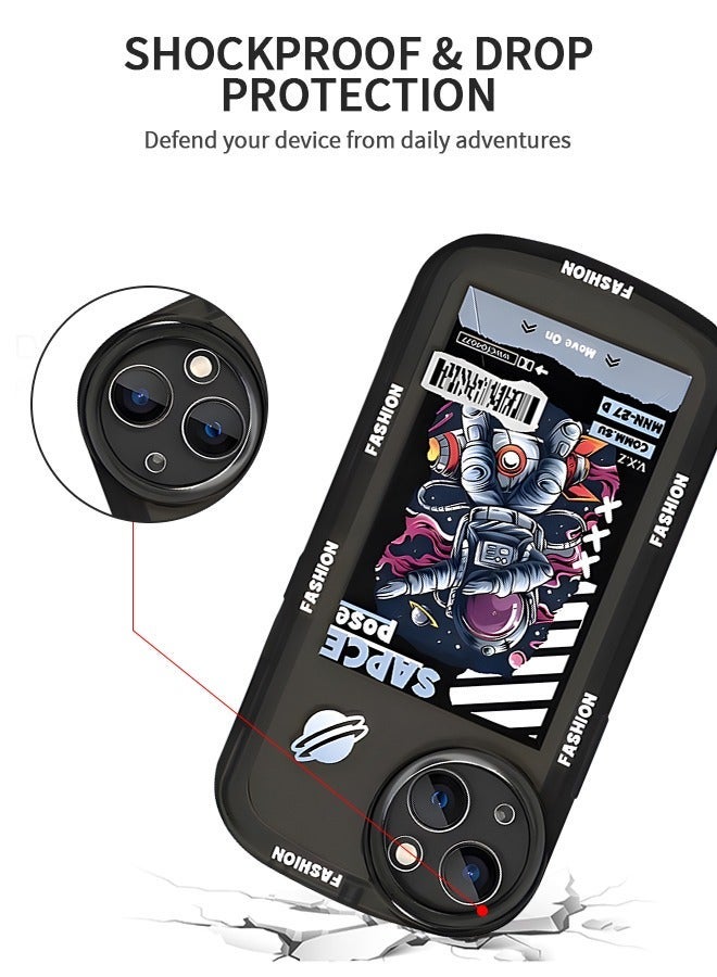 جرويك حافظة آيفون 14 ماكس 6.7 بوصة تصميم رائد فضاء كاريكاتوري رائع صاروخ فضائي حافة أنيقة واقية ناعمة مصنوعة من TPU مطاطية مضادة للانزلاق مقاومة للصدمات - Image 5