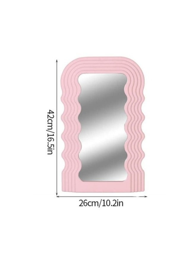 MIXDE Aesthetic Wave Pattern Irregular Frame Mirror, Decorative Desk Hanging Wall Mirror for Living Room Bedroom Hallway Home Decor  - Image 4