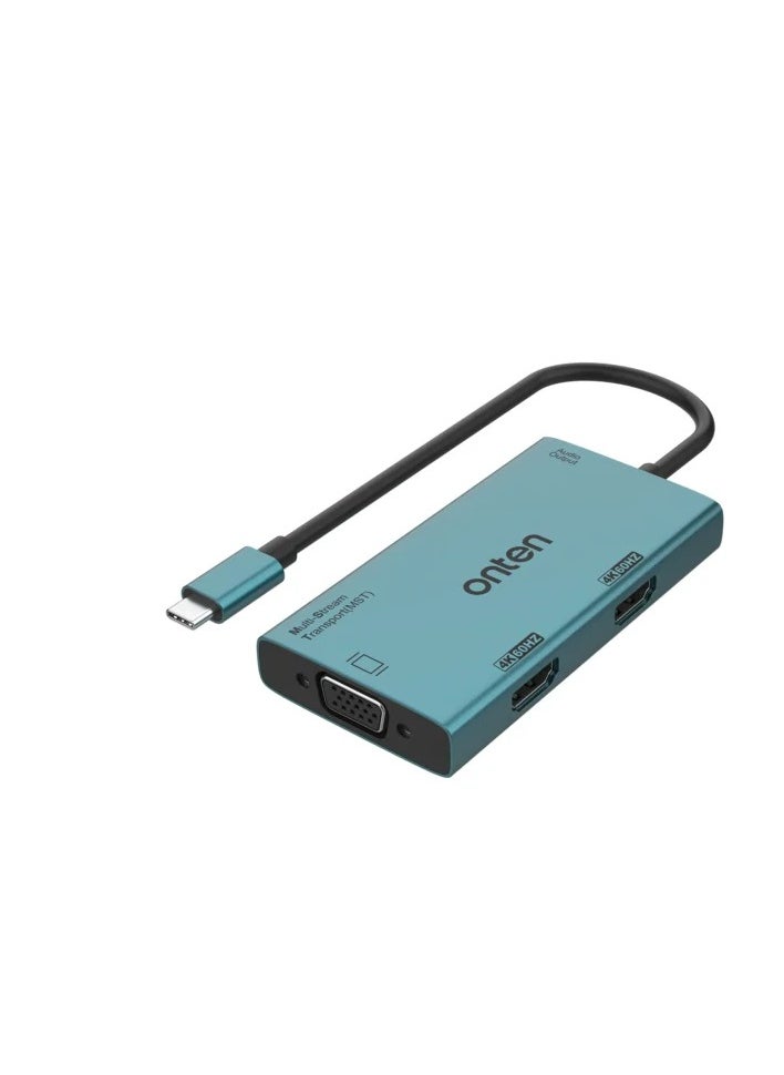 onten Onten OTN-M206 4-in-1 (MST) USB-C to Dual HDTV+VGA Adapter with Audio Output  - Image 2