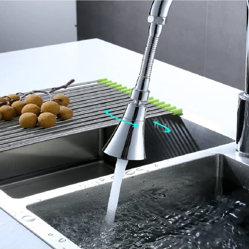 Nathgra ABS Faucet Aerator AntiSplash Swivel Kitchen Faucet Head 360 Rotatable Water Saving Faucet 2 Water Modes Faucet Extension Silver Chrome Finish Long - Image 2