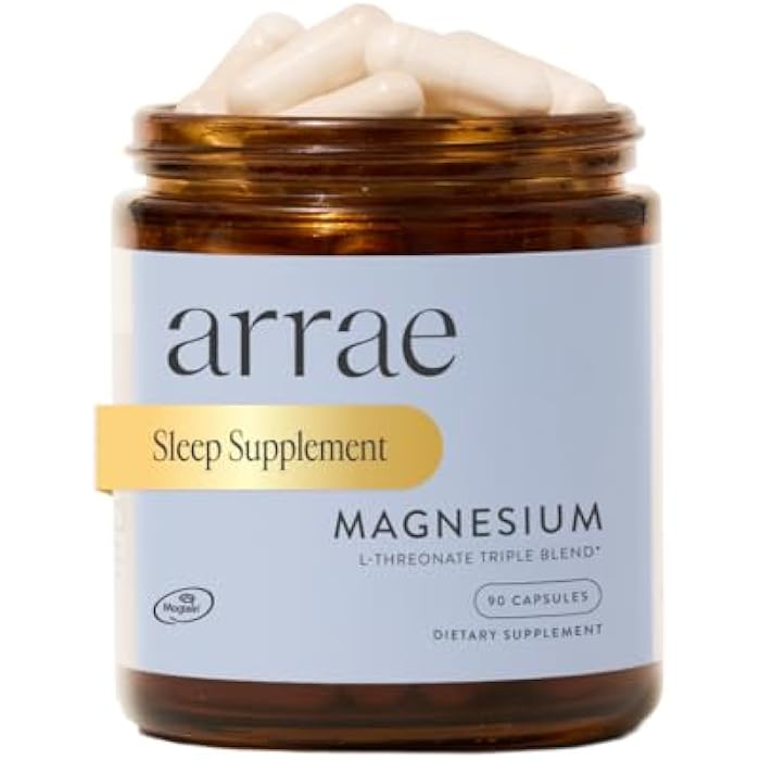 Arrae Magnesium Supplement, Magnesium Glycinate, Citrate & L-threonate, 250 mg, Support Mood, Sleep, Nerves, and Muscles,90 Capsules - Image 1