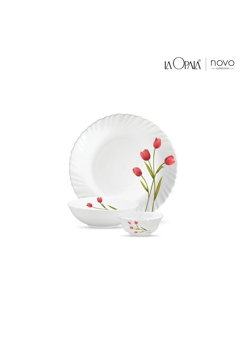La Opala La Opala Novo Collection Opal Glass Crockery | for Family of 4 | Dinner Set 10 pcs Radiant Curves | Plates & Bowls for Dining | Microwave Safe | 100% Vegetarian | Extra Strong | Light & White  - Image 2