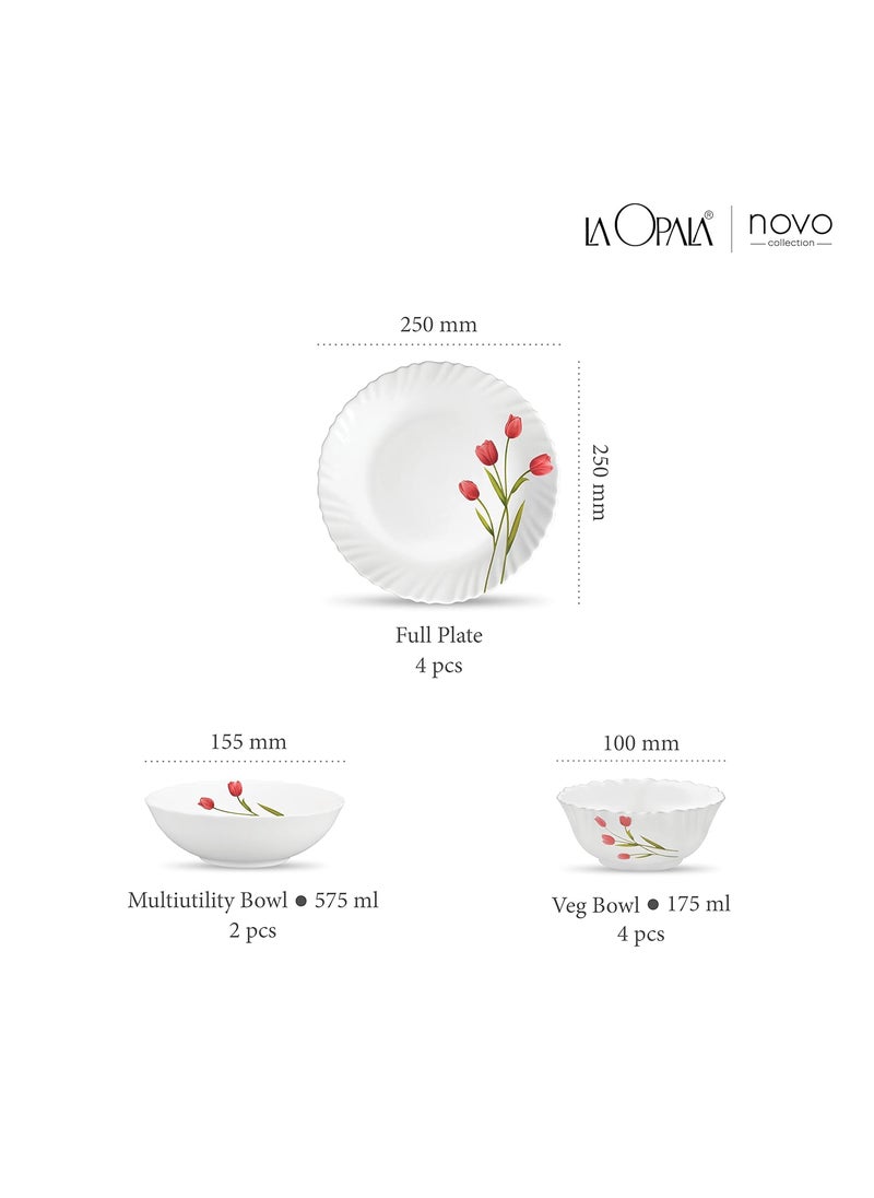 La Opala La Opala Novo Collection Opal Glass Crockery | for Family of 4 | Dinner Set 10 pcs Radiant Curves | Plates & Bowls for Dining | Microwave Safe | 100% Vegetarian | Extra Strong | Light & White  - Image 3