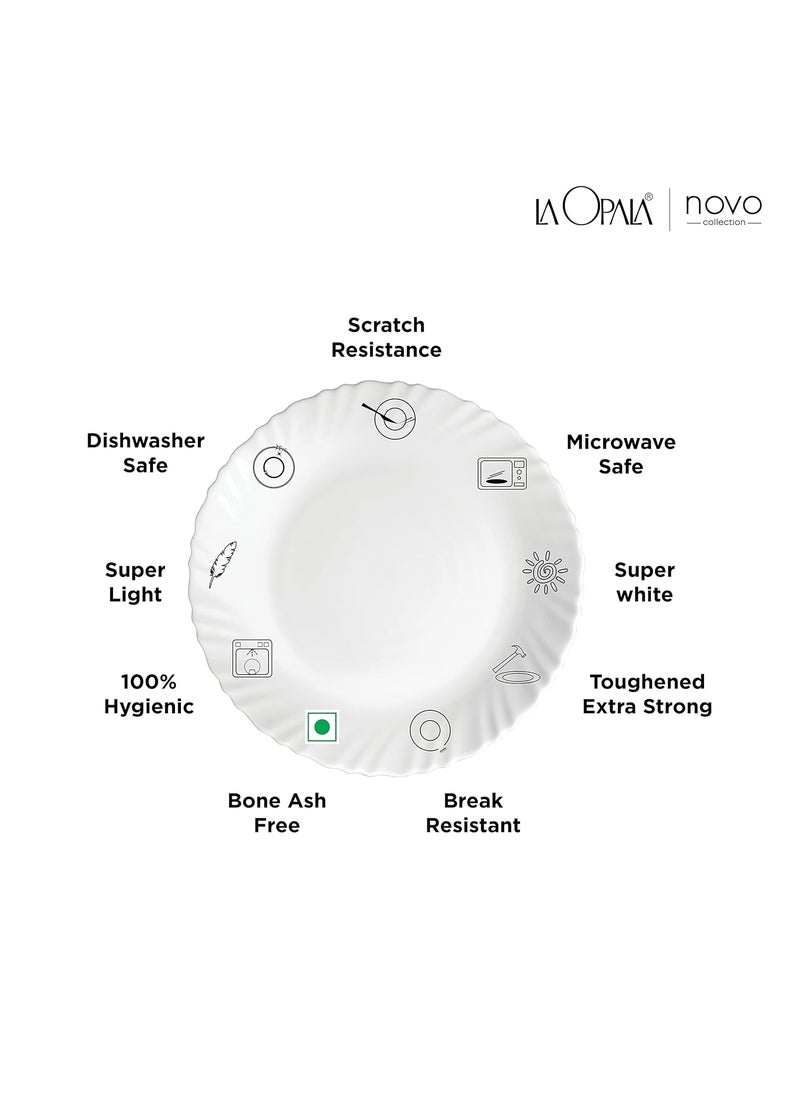 La Opala La Opala Novo Collection Opal Glass Crockery | for Family of 4 | Dinner Set 10 pcs Radiant Curves | Plates & Bowls for Dining | Microwave Safe | 100% Vegetarian | Extra Strong | Light & White  - Image 4