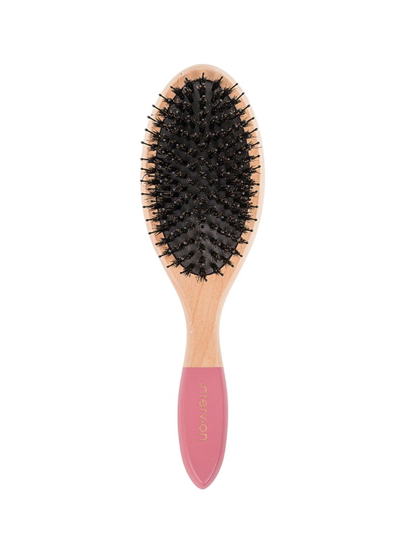 Wooden brush with natural bristles and nylon pins