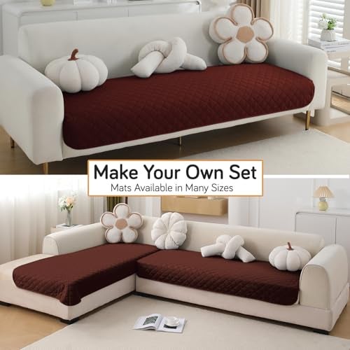 HOKIPO Polyester Blend Waterproof Quilted Mats | Make Your Own Sofa Mat Set | Many Size Options - 1 Pc Length 60cm, Brown (AR-5261-BR) - Image 3