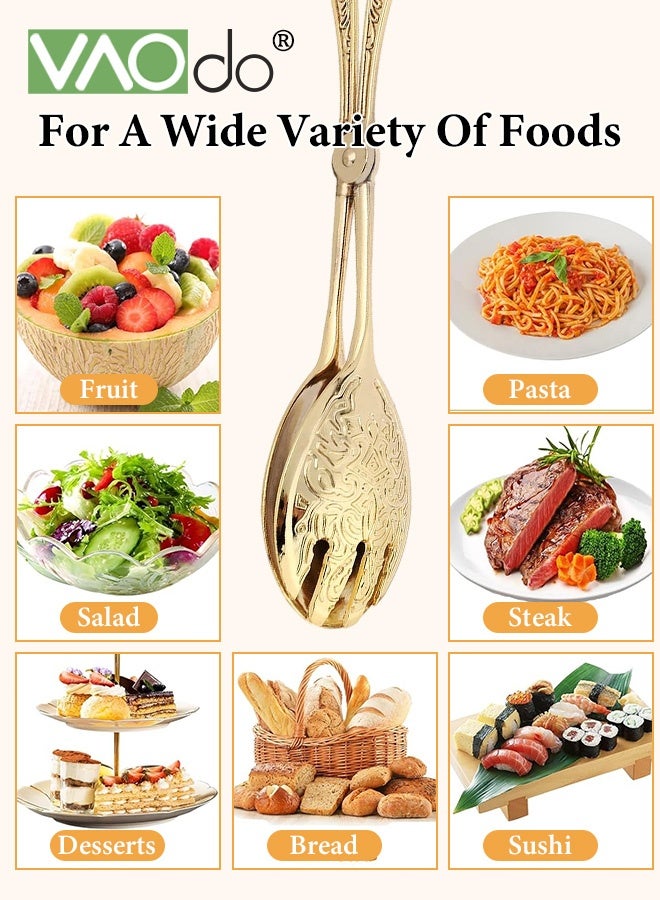فاو دو 2 قطعة ملقط طعام مصنوع من سبائك الألومنيوم، ملقط تقديم طعام خفيف الوزن، ملقط مطبخ بنمط حرفي مريح، ملقط مطبخ سلطة كيك خبز وخبز سلطة لحفلات البوفيه وتقديم المقبلات والحلويات والسلطات والشواء والطبخ - Image 4