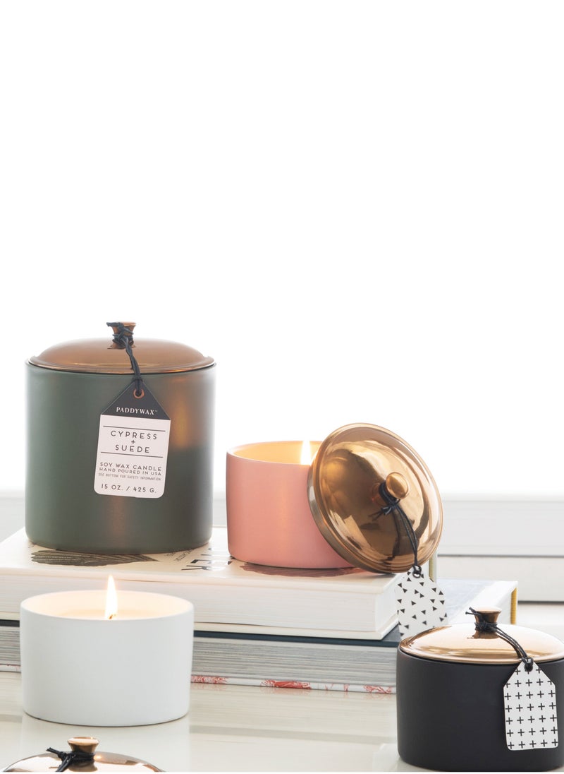 Paddywax Hygge 141g Candle, Blush Ceramic with Lid - Rosewood Patchouli  - Image 1