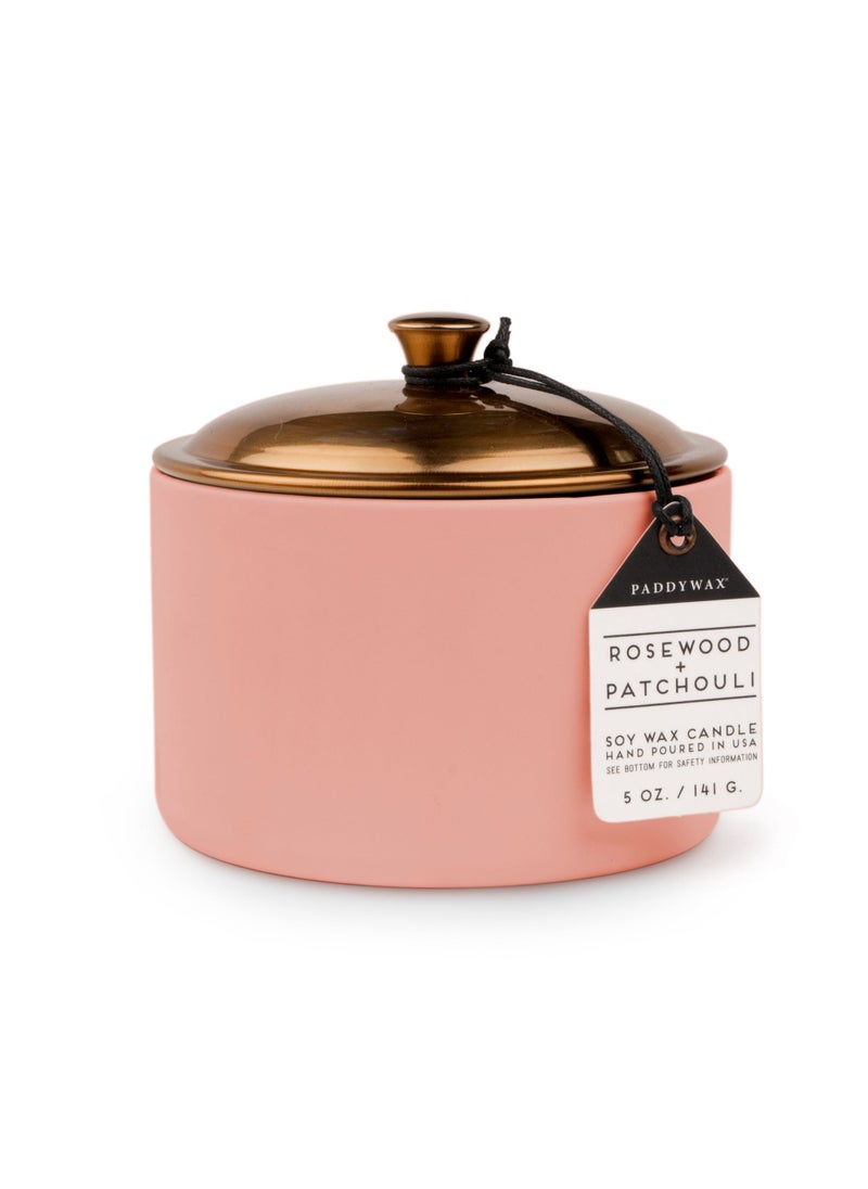 Paddywax Hygge 141g Candle, Blush Ceramic with Lid - Rosewood Patchouli  - Image 3