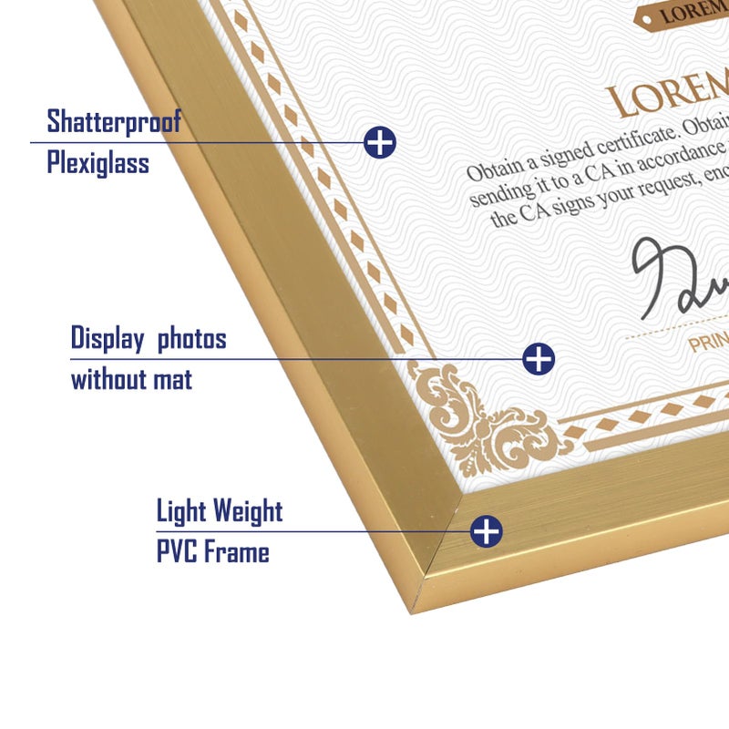 Hoikwo 18 Packs 8.5x11 Gold Multi Picture Frames Set  Certificate Frames for Document Diploma Award  Light Weight Bulk 8.5 by 11 Frames Pack for Wall Hanging and Table - Image 3