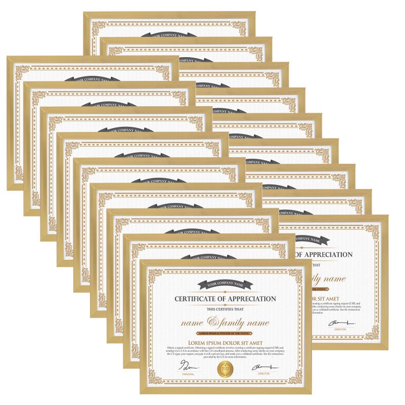 Hoikwo 18 Packs 8.5x11 Gold Multi Picture Frames Set  Certificate Frames for Document Diploma Award  Light Weight Bulk 8.5 by 11 Frames Pack for Wall Hanging and Table - Image 1