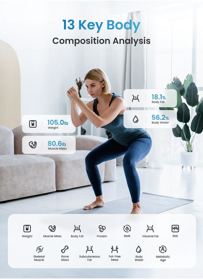 RENPHO - Smart Scale for Body Weight, FSA HSA Eligible, Digital Bathroom Scale BMI Weighing Bluetooth Body Fat Scale, Body Composition Monitor Health Analyzer with Smartphone App, 400 lbs - Elis 1 - Image 1