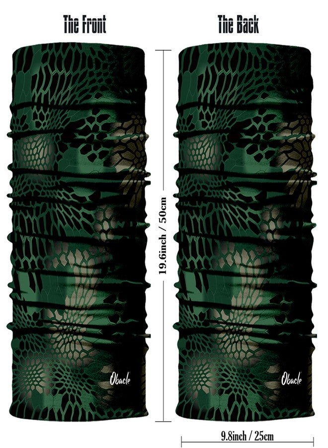 أوباكل قناع وجه أوباكل للحماية من الشمس والغبار والرياح، قناع وجه بدون خياطة قابل للتنفس، عصابة رأس باندانا للرجال والنساء، غطاء رقبة رفيع للدراجات النارية والصيد والرياضات الخارجية (أسود، أخضر داكن) - Image 3