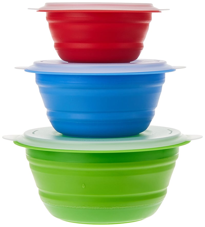 PREPWORKS Progressive International CB-20 Storage Bowls with Lids  Set of 3  teal  green and red - Image 2