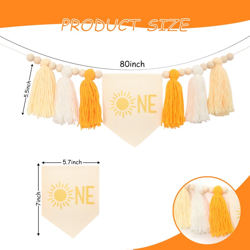 HGFC First Birthday Boho Sun Highchair Banner - You Are My Sunshine Tassels - Image 2