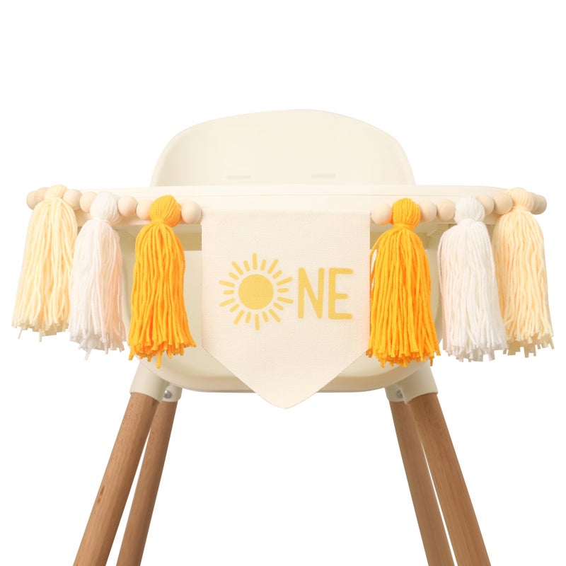 HGFC First Birthday Boho Sun Highchair Banner - You Are My Sunshine Tassels - Image 1