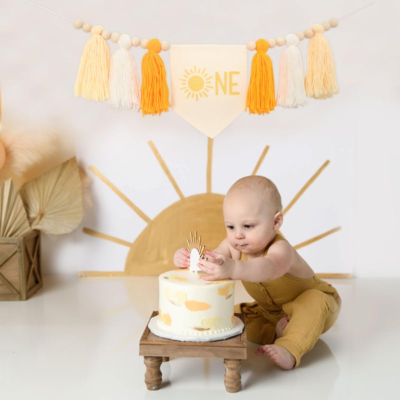 HGFC First Birthday Boho Sun Highchair Banner - You Are My Sunshine Tassels - Image 4